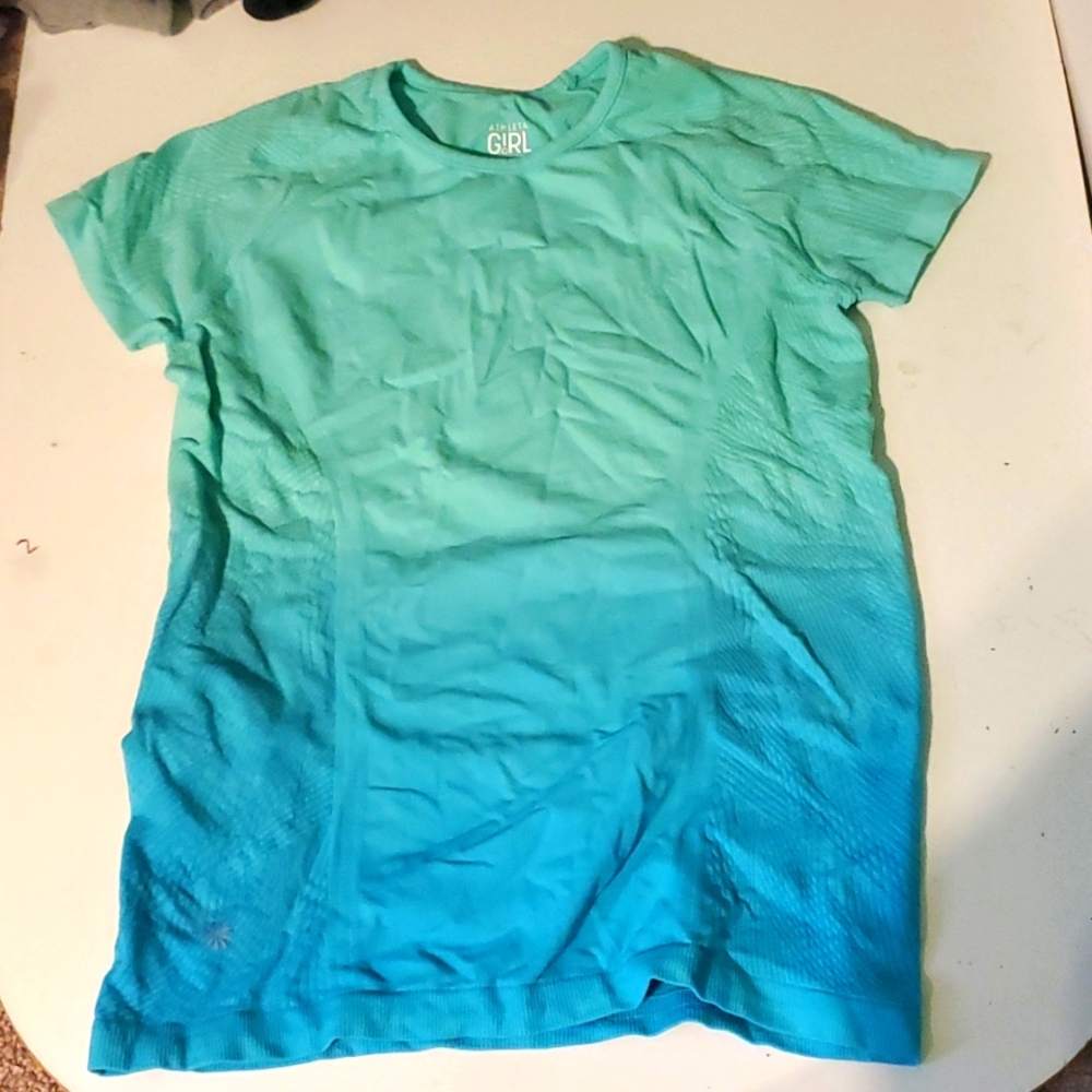 Athleta girl L/12 mint blue ombre athletic shirt